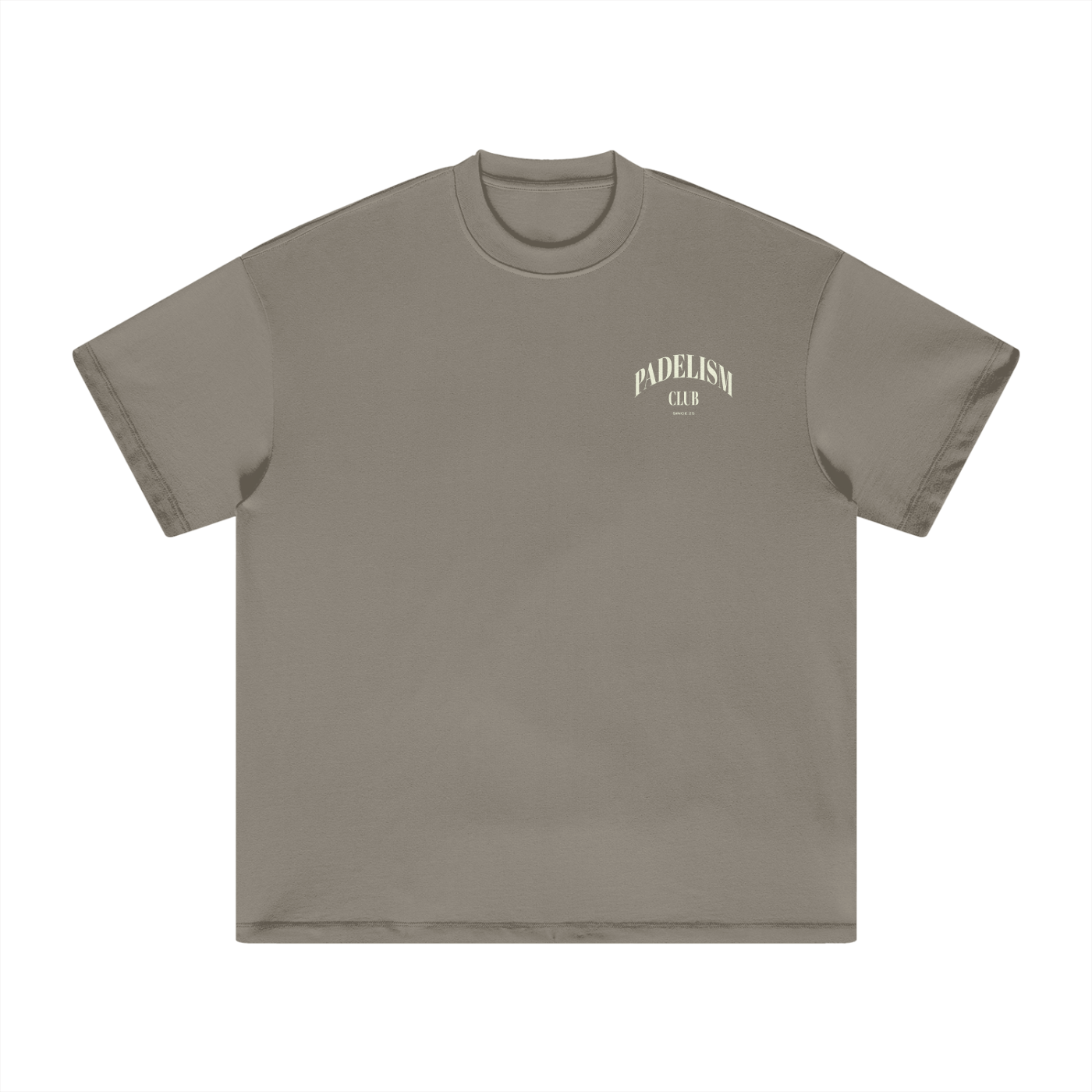 Padelism Club 25 - Heavyweight T-Shirt in Gray Camel — 100% cotton padel t-shirt designed in London