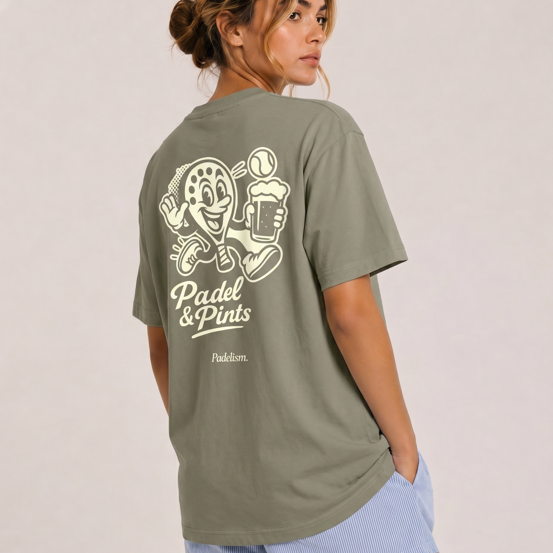 Padel & Pints Gray Green Female Back