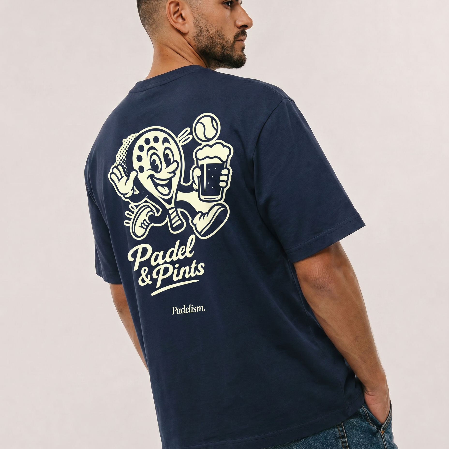 Padel & Pints Navy Male Back
