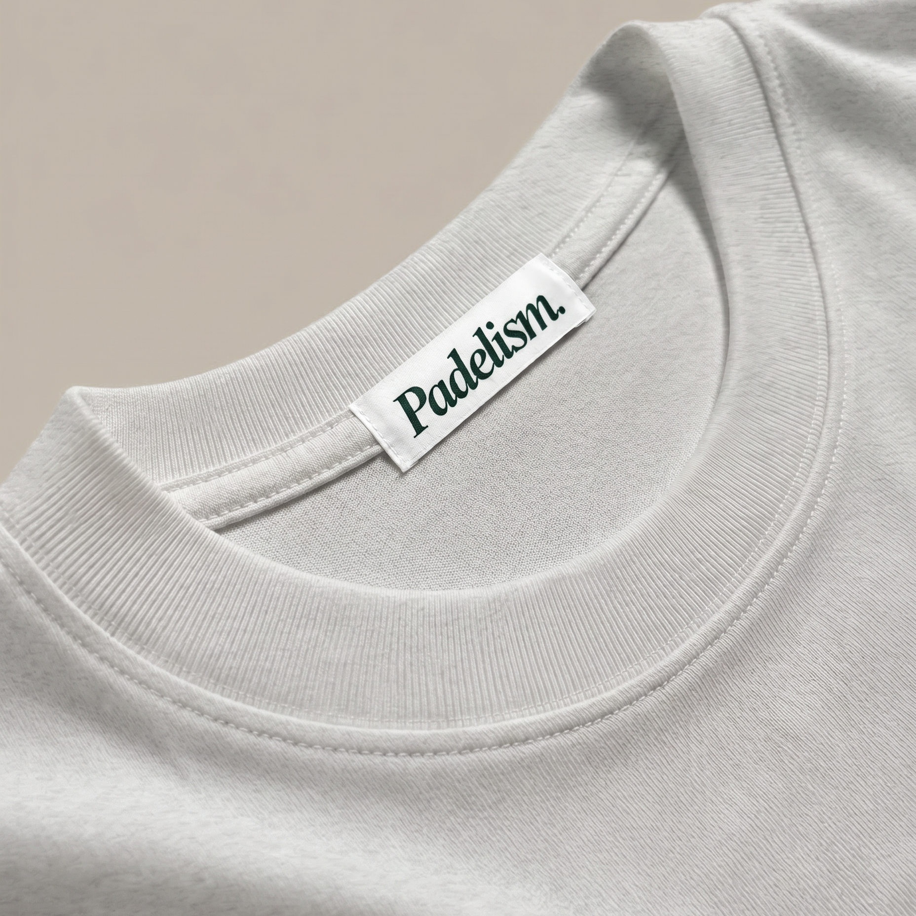 Padel & Pints Oat Gray Detail Neckline Label