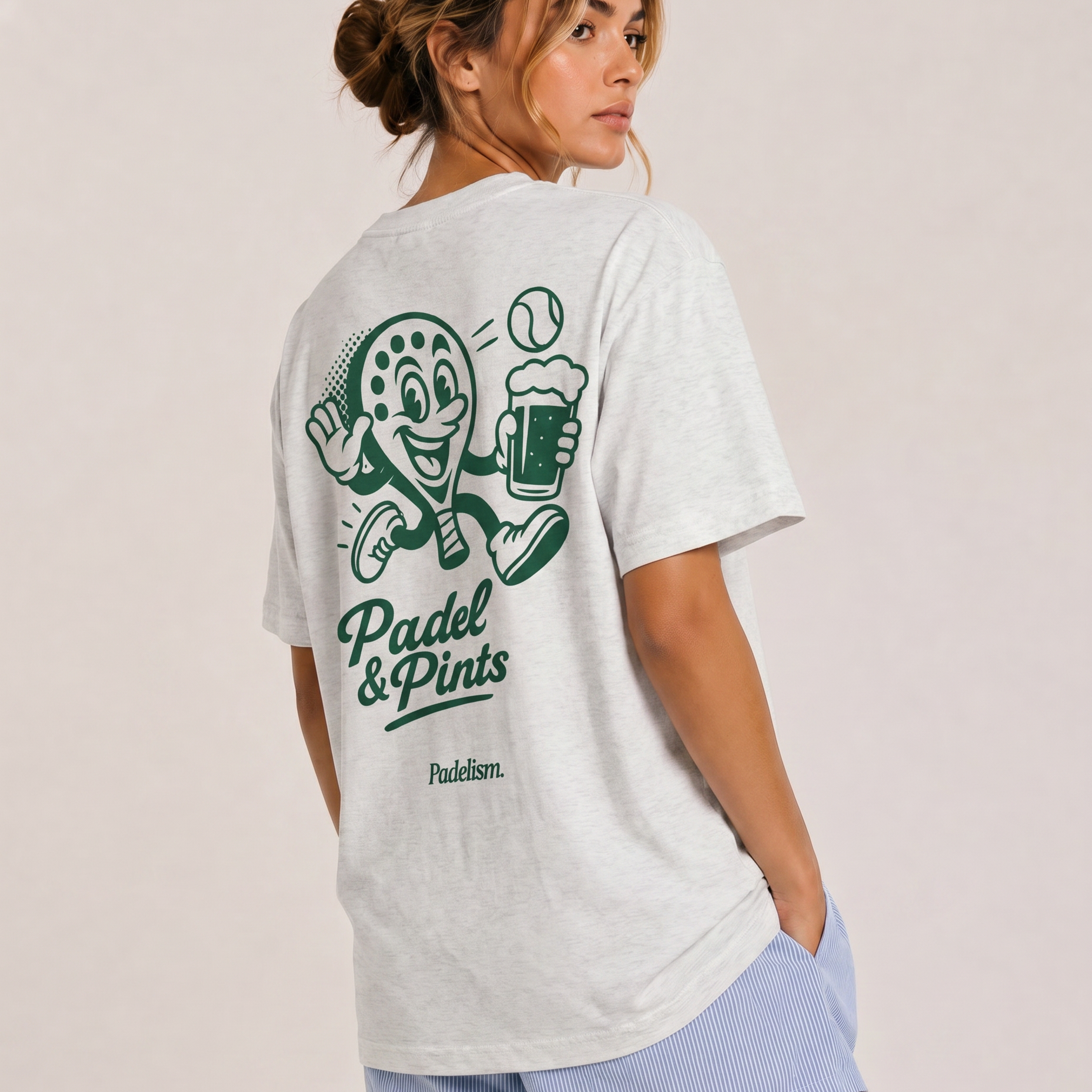 Padel & Pints Oat Gray Female Back