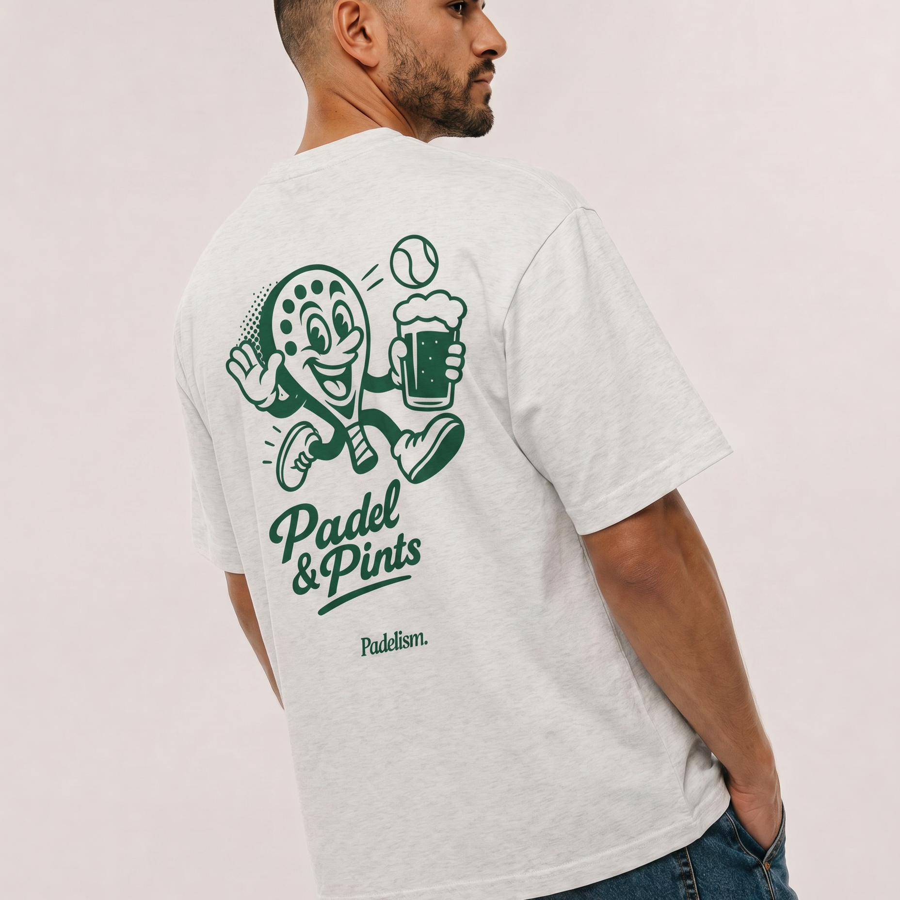 Padel & Pints Oat Gray Male Back