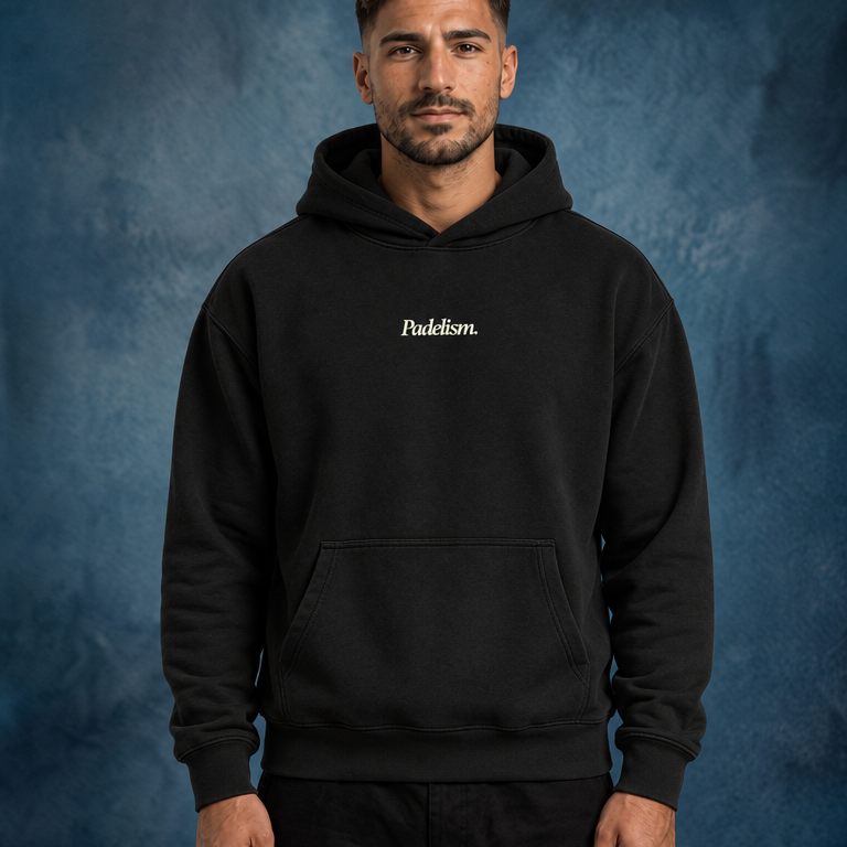 Padelism Mk1 - Box Hoodie in Black — male model, front