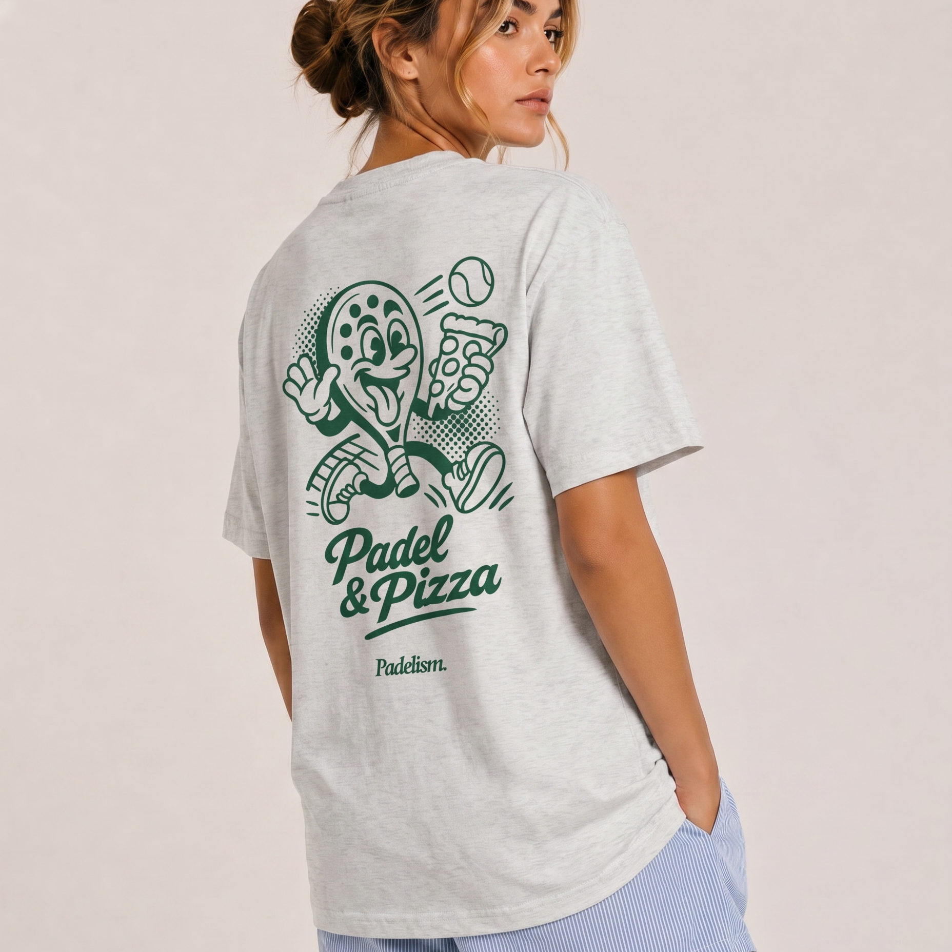Padel & Pizza Oat Gray Female Back