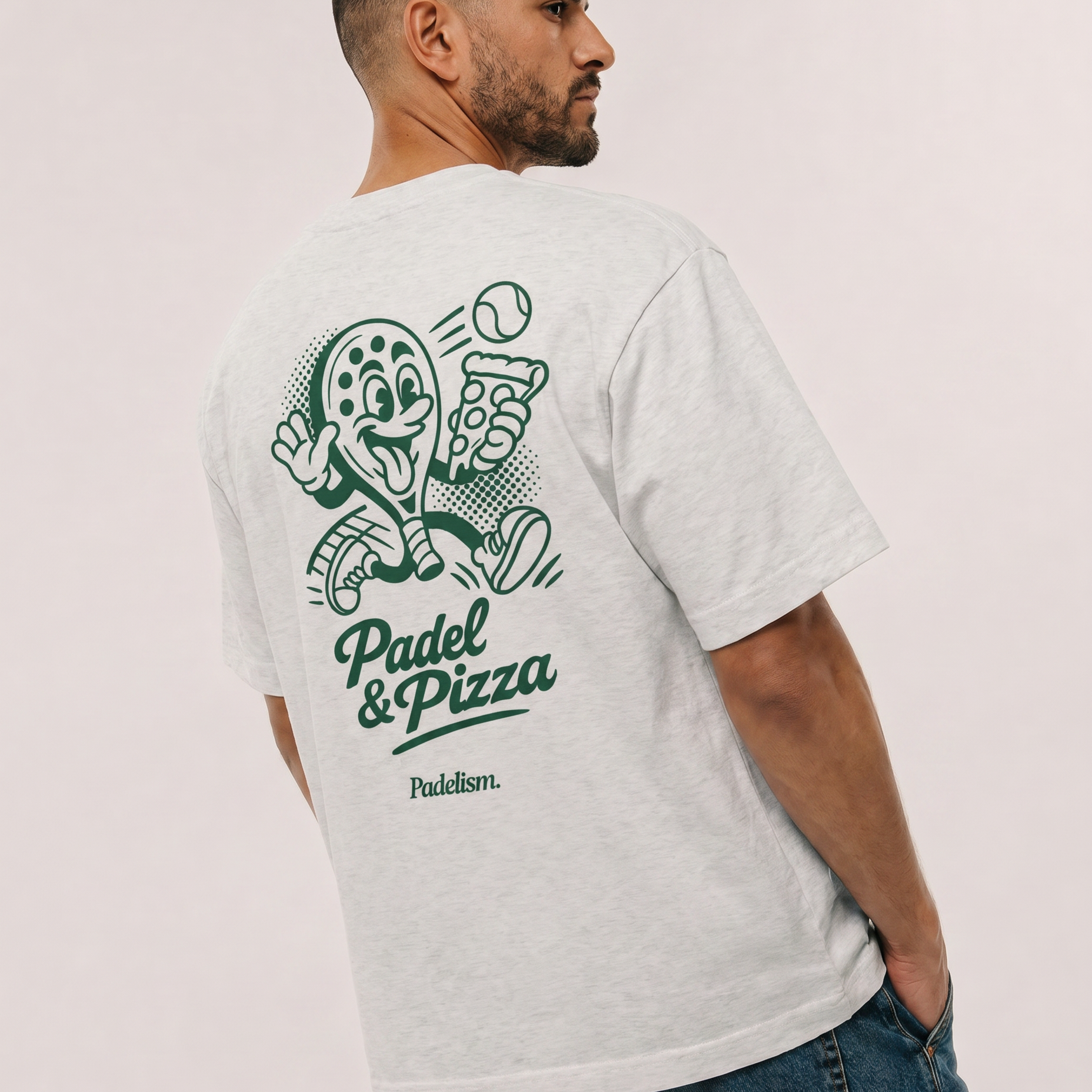 Padel & Pizza Oat Gray Male Back