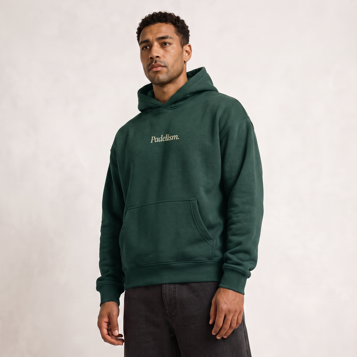 Sunday Padel Club Hoodie in Eden Green — male model, front