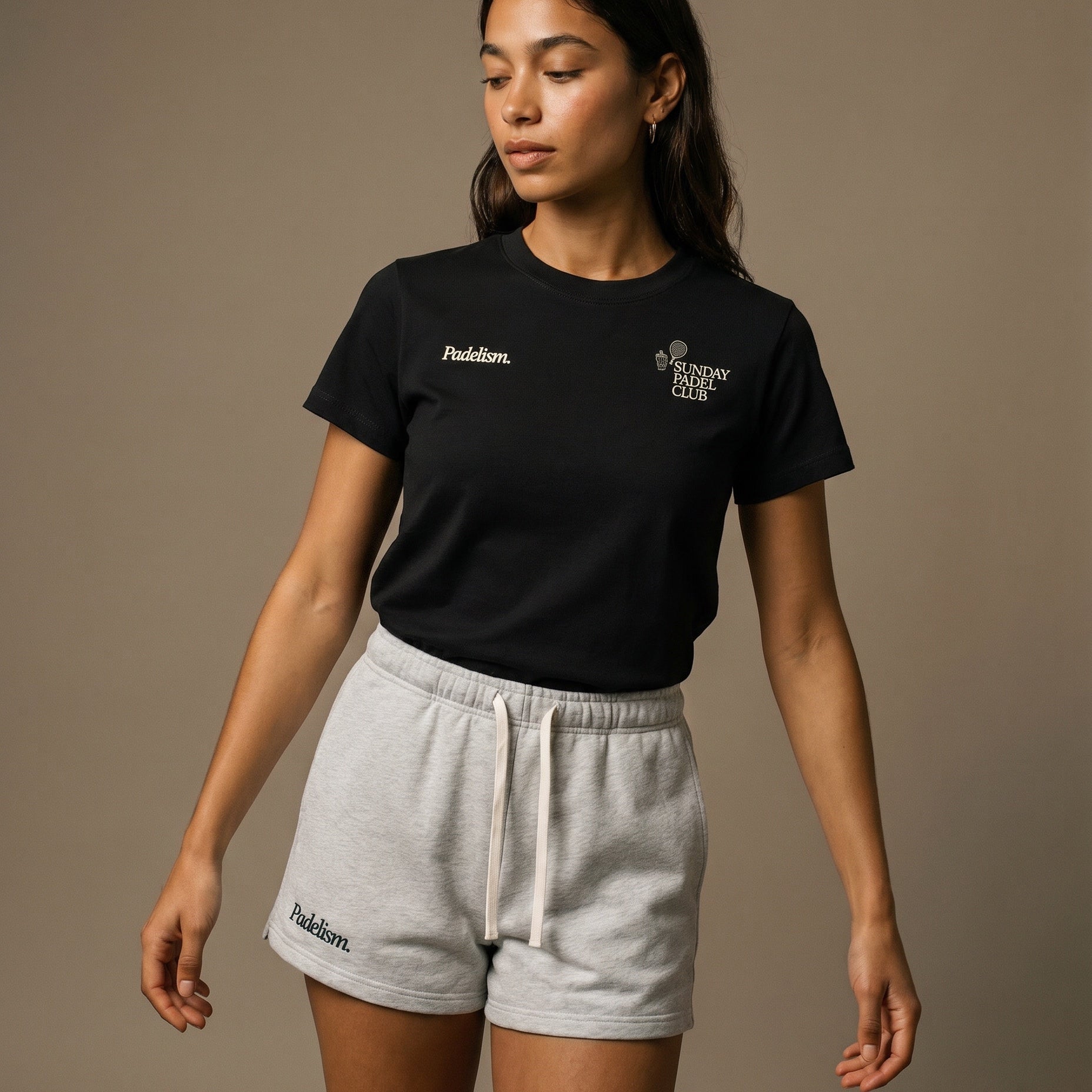 Sunday Padel Club Crewneck T-Shirt in Black, women's padel T-Shirt by Padelism