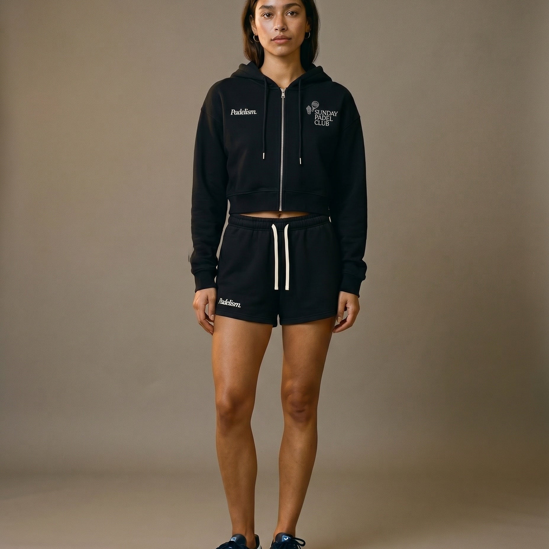 Sunday Padel Club Cropped Hoodie in Black, women's padel hoodie by Padelism