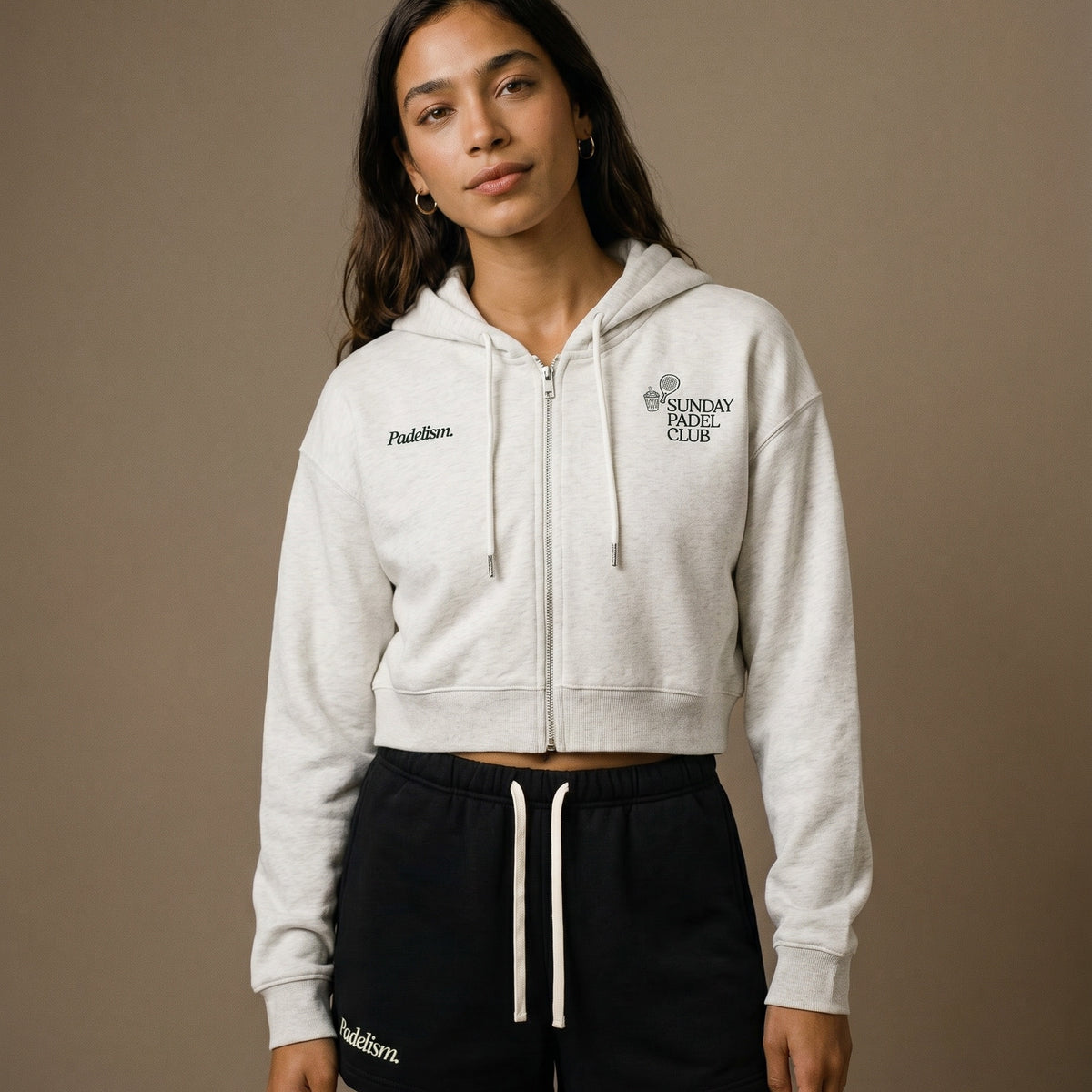 Sunday Padel Club Cropped Hoodie - Oat Gray