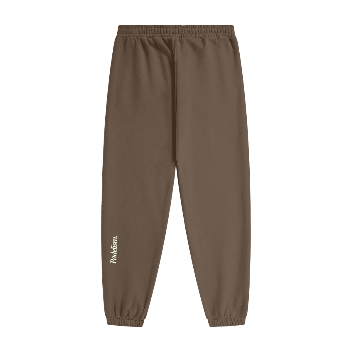 Padelism Heavyweight Fleece Joggers in Dark Brown, flat lay, 100% cotton padel joggers designed in London
