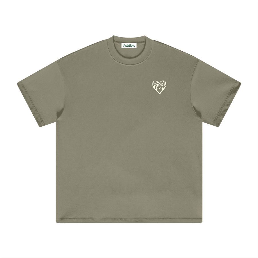 Love - Heavyweight T-Shirt in Gray Green — 100% cotton padel t-shirt designed in London
