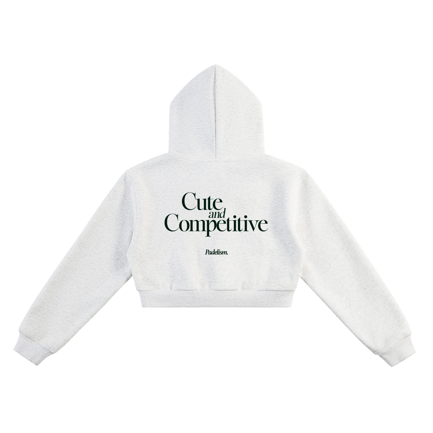 Cute and Competitive Cropped Hoodie - Flower Gray