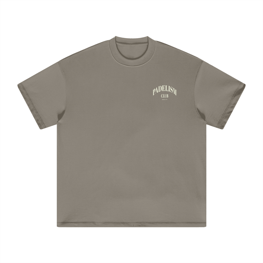 Padelism Club 25 - Heavyweight T-Shirt in Gray Camel — 100% cotton padel t-shirt designed in London