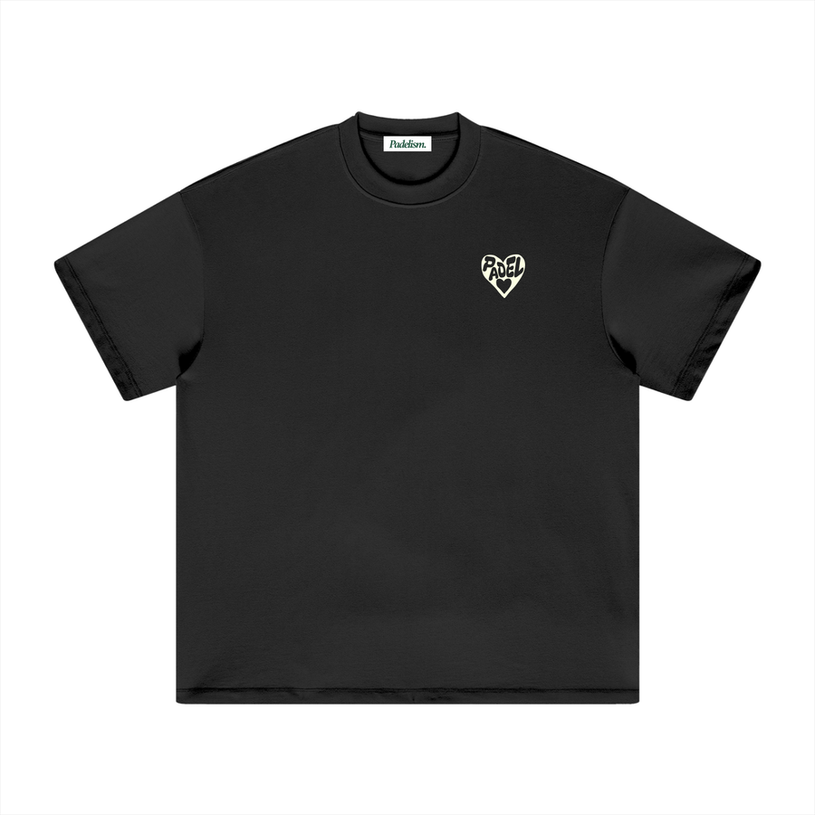 Love - Heavyweight T-Shirt in Black — 100% cotton padel t-shirt designed in London