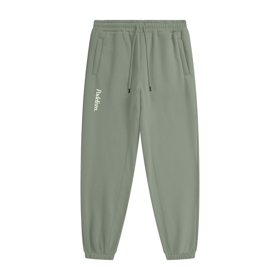 Padelism Heavyweight Fleece Joggers in Grayish Green — 100% cotton padel joggers designed in London