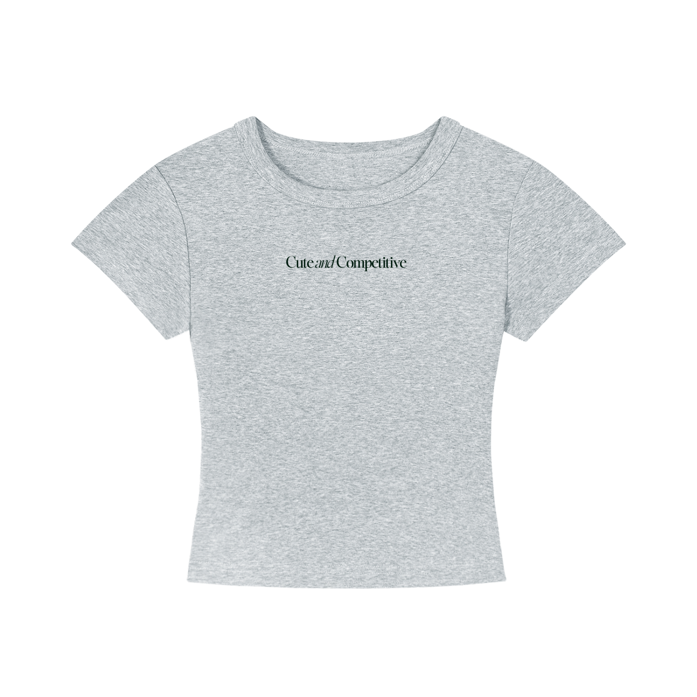 Cute and Competitive Cropped T-Shirt - Flower Gray
