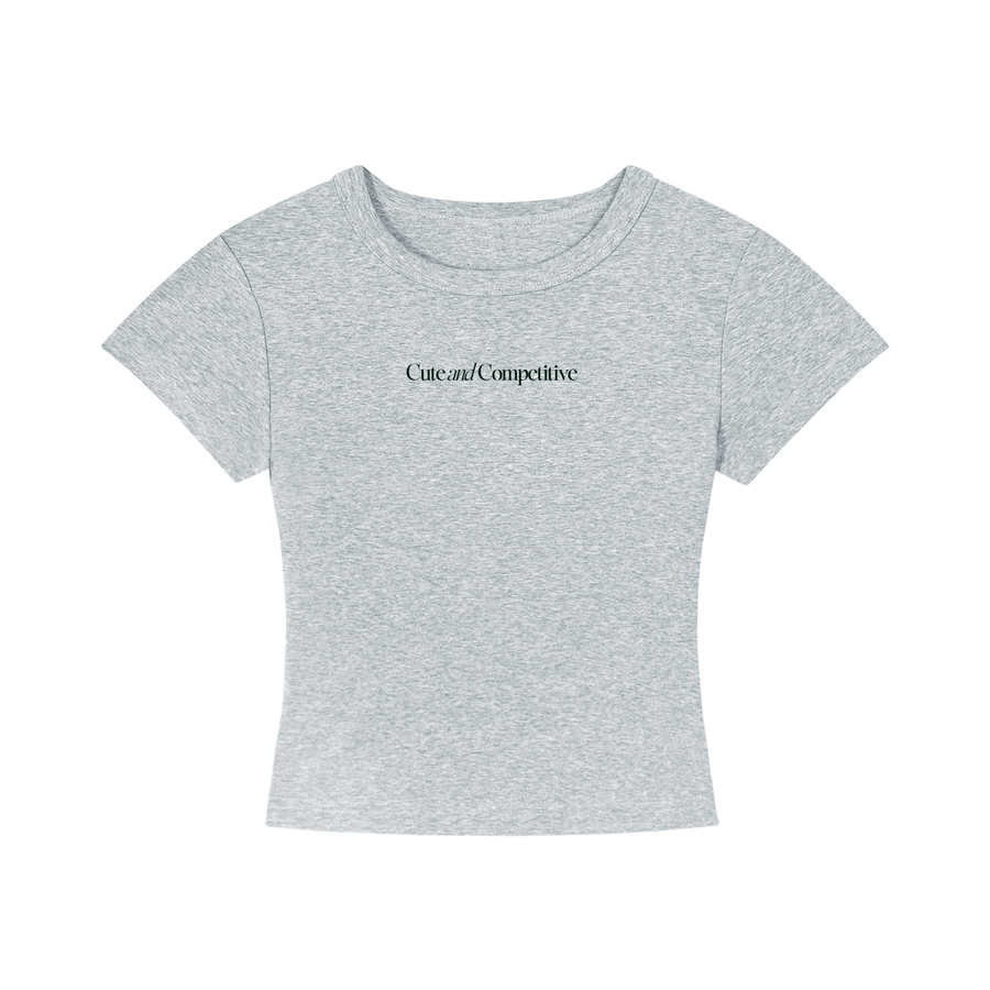 Cute and Competitive Cropped T-Shirt - Flower Gray