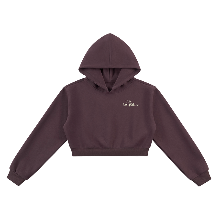 Cute and Competitive Cropped Hoodie - Dark Reddish Purple