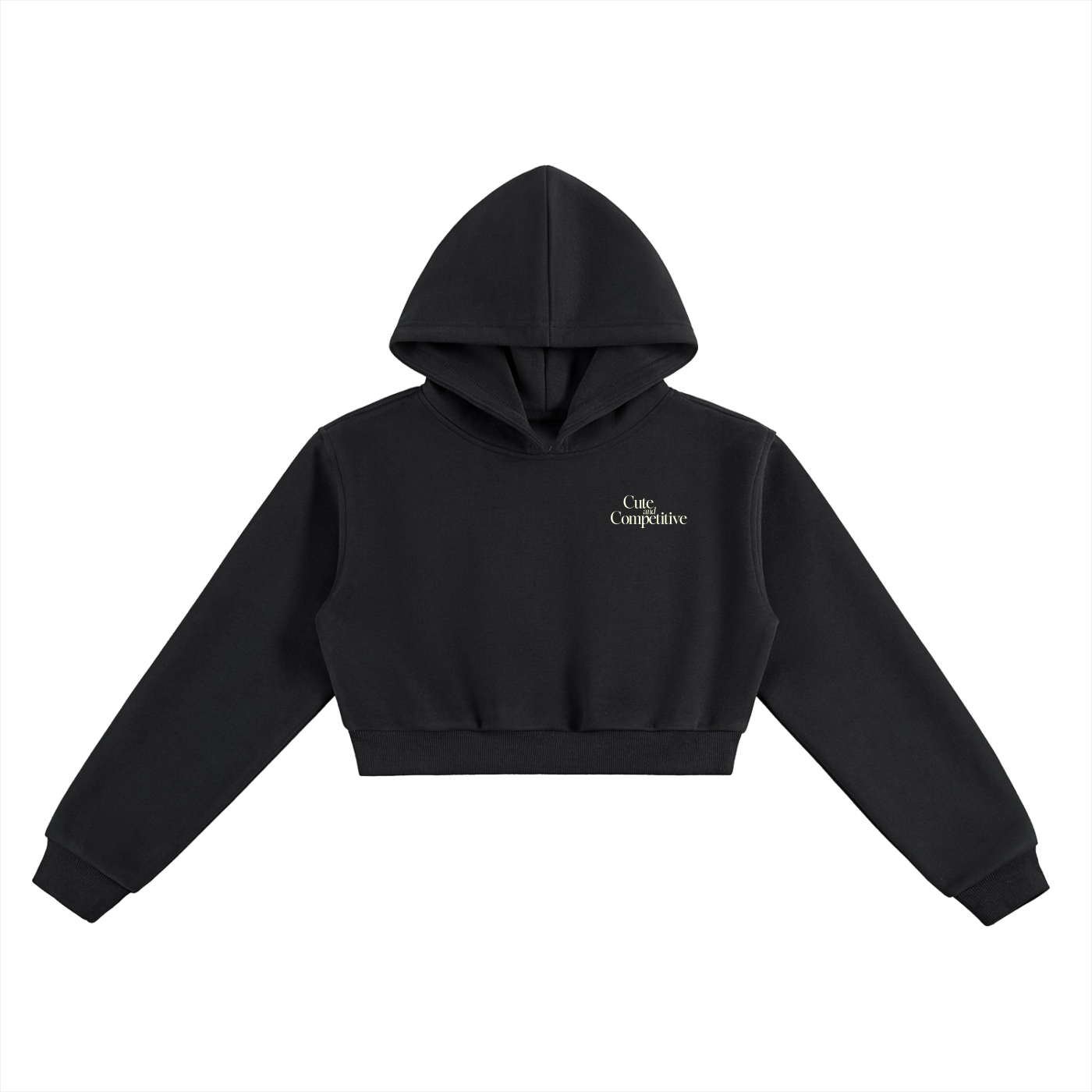 Cute and Competitive Cropped Hoodie - Black