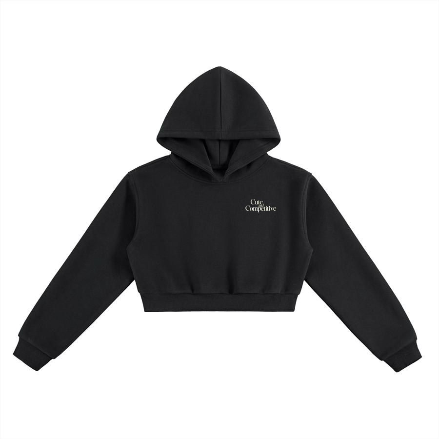 Cute and Competitive Cropped Hoodie - Black