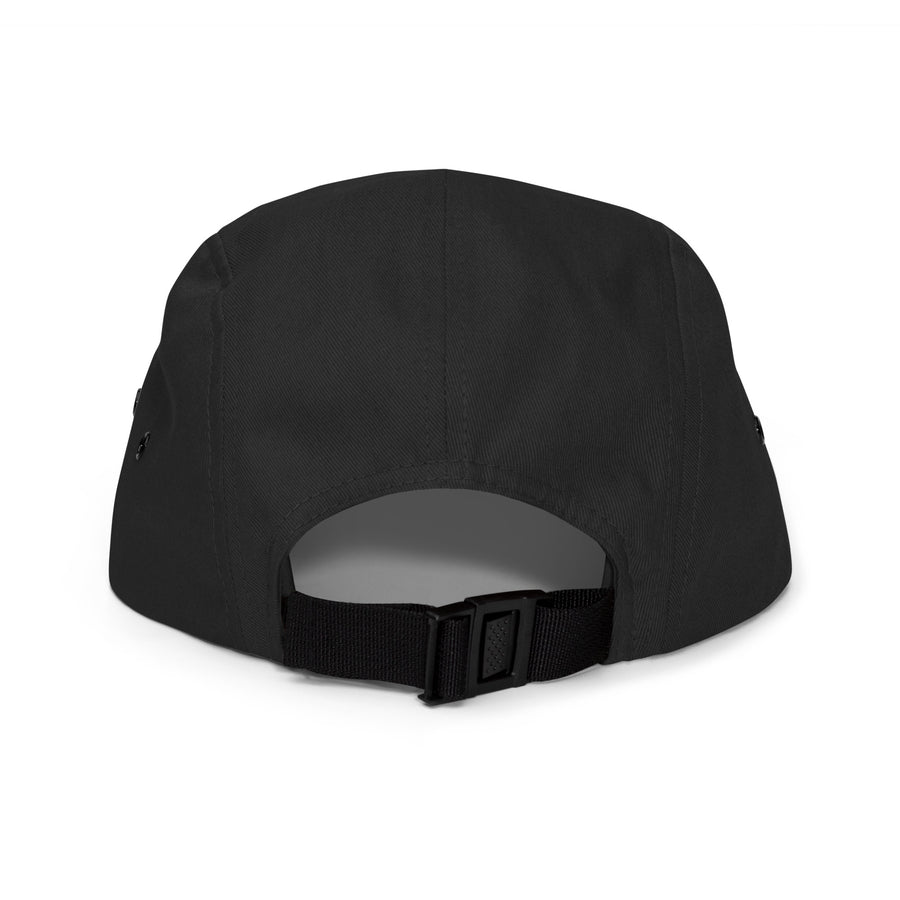 Padelism Five Panel Cap in Black back view — padel cap with embroidered Padelism logo