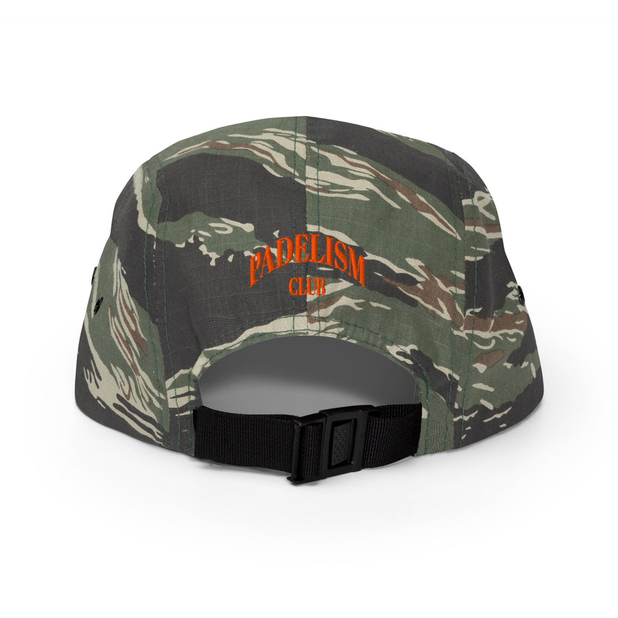 Friends + Family - Camo Five Panel Cap by Padelism back view — camouflage padel cap