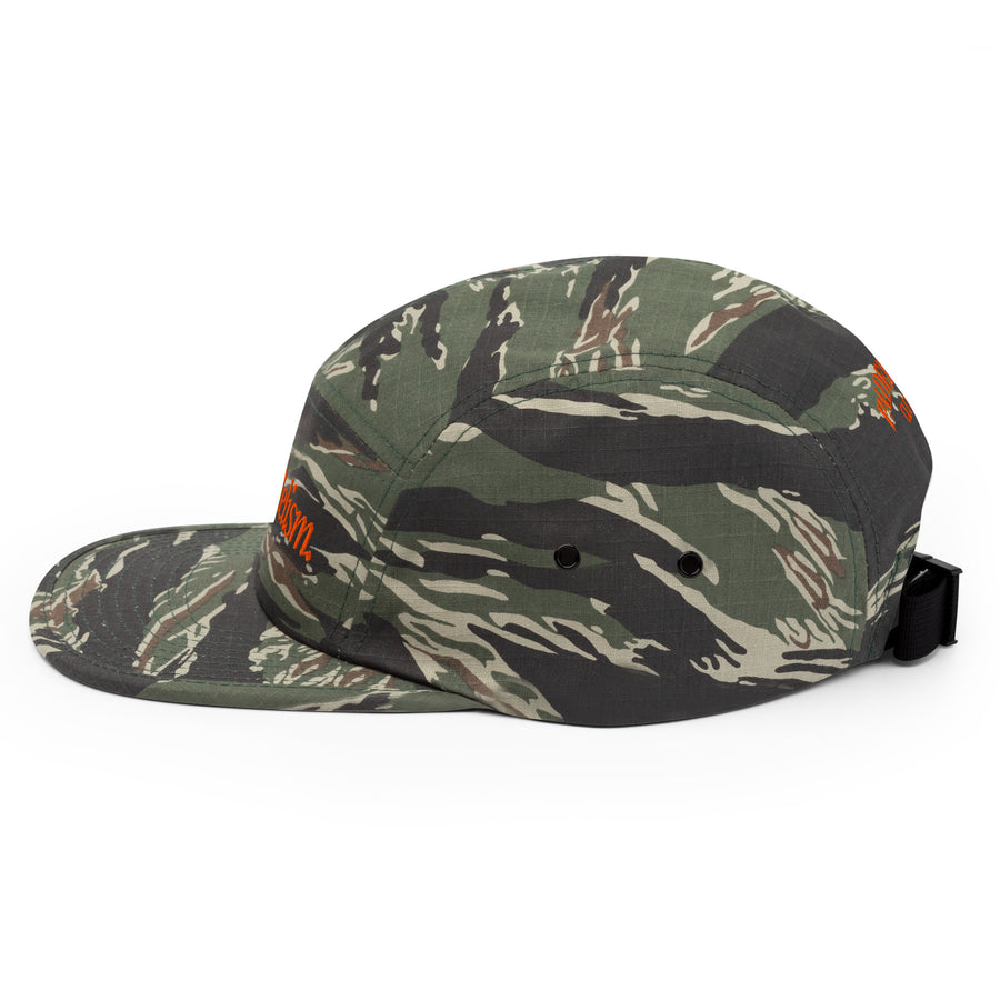 Friends + Family - Camo Five Panel Cap by Padelism left view — camouflage padel cap