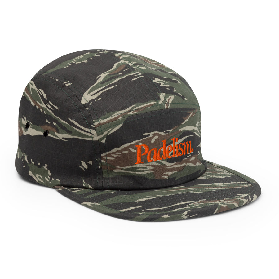 Friends + Family - Camo Five Panel Cap by Padelism right-front view — camouflage padel cap