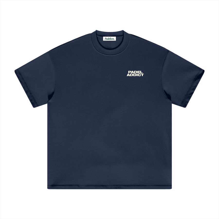 Padel Addict - Heavyweight T-Shirt in Navy — 100% cotton padel t-shirt designed in London