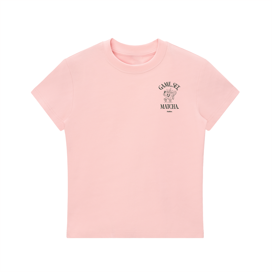 Game, Set, Matcha Crewneck T-Shirt - Pink