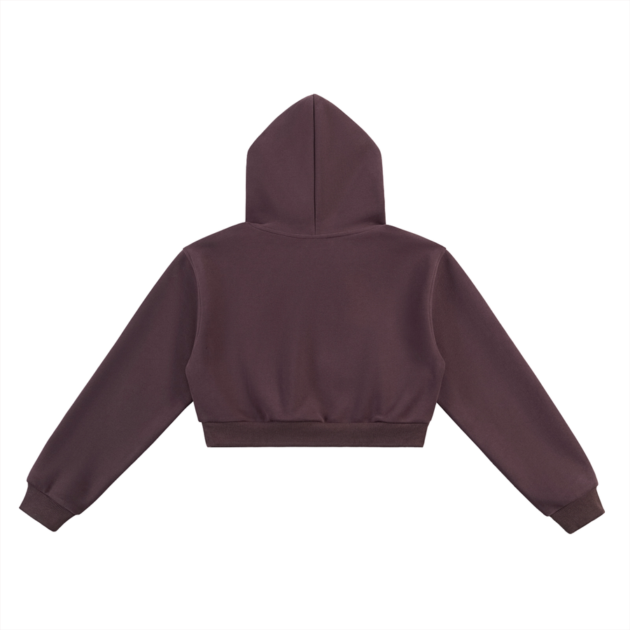 Padelism Wellness Club Cropped Hoodie - Dark Reddish Purple