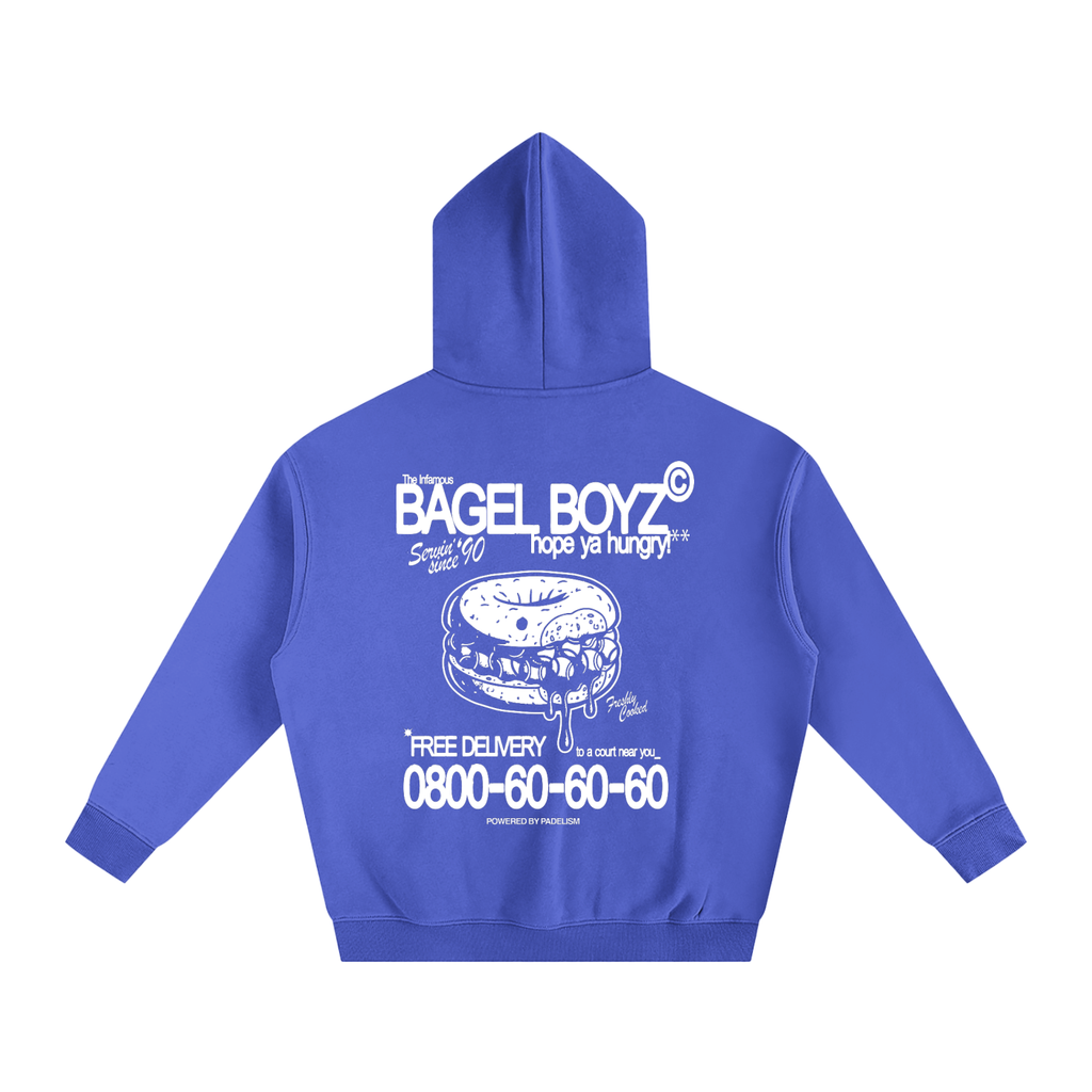 Bagel Boyz - Box Hoodie in Klein Blue, flat lay, premium oversized padel hoodie by Padelism