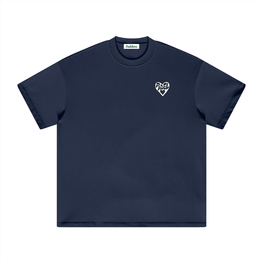 Love - Heavyweight T-Shirt in Navy — 100% cotton padel t-shirt designed in London