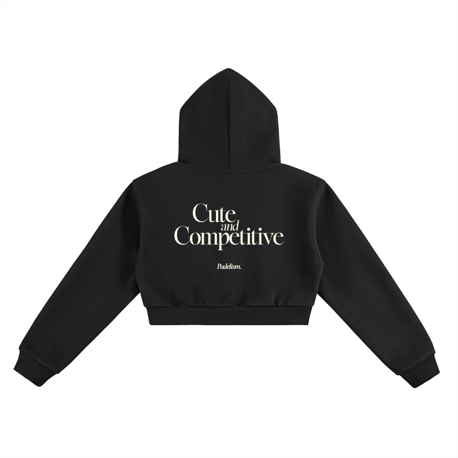 Cute and Competitive Cropped Hoodie - Black
