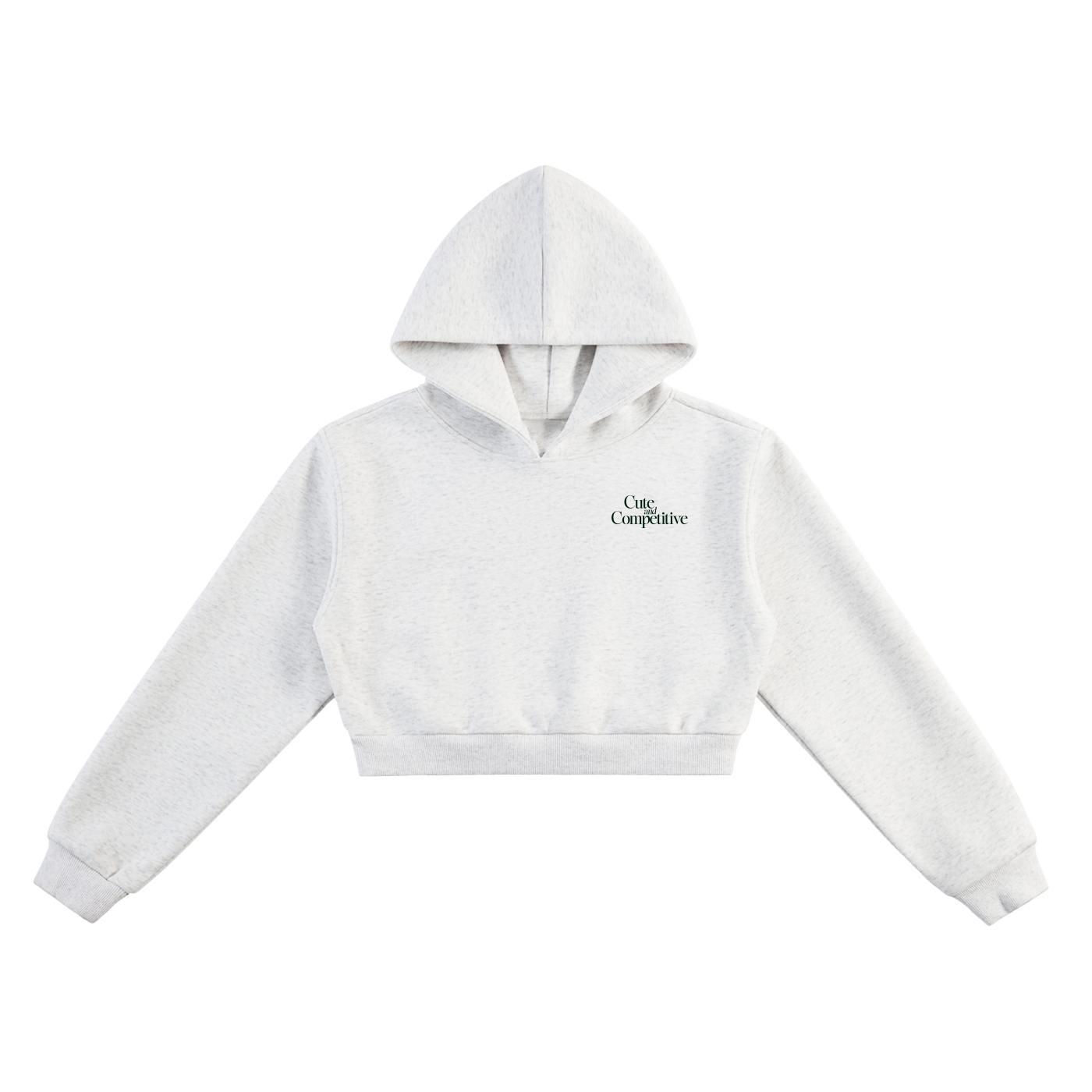 Cute and Competitive Cropped Hoodie - Flower Gray