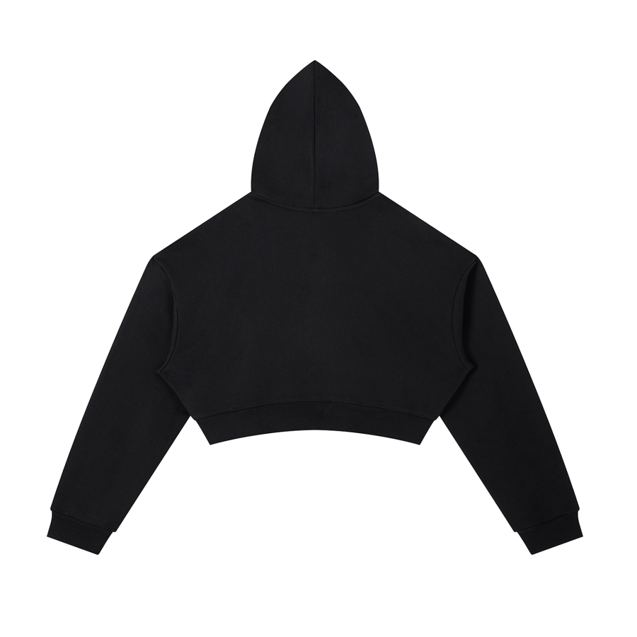 Game, Set, Matcha Cropped Hoodie - Black