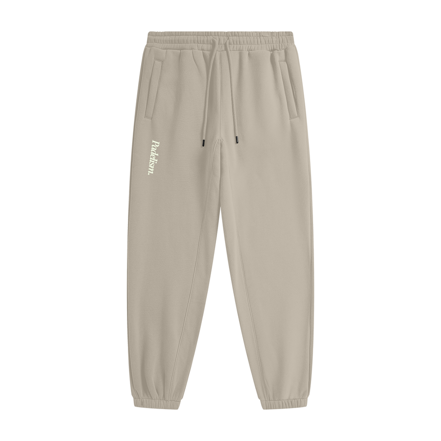 Padelism Heavyweight Fleece Joggers in Gray Apricot — 100% cotton padel joggers designed in London