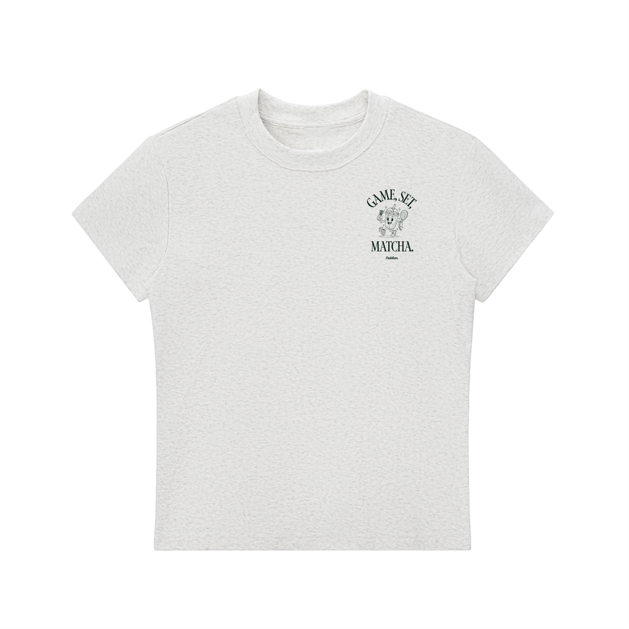 Game, Set, Matcha Crewneck T-Shirt - Flower Gray