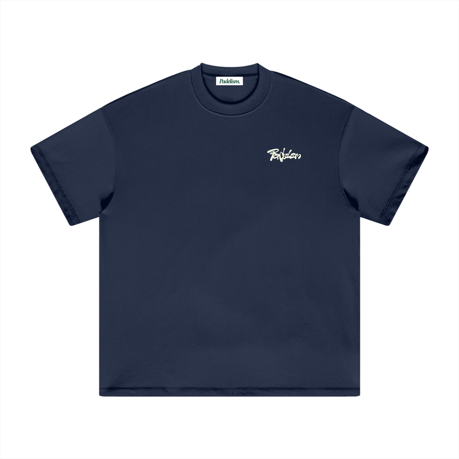 Flow - Heavyweight T-Shirt in Navy — 100% cotton padel t-shirt designed in London