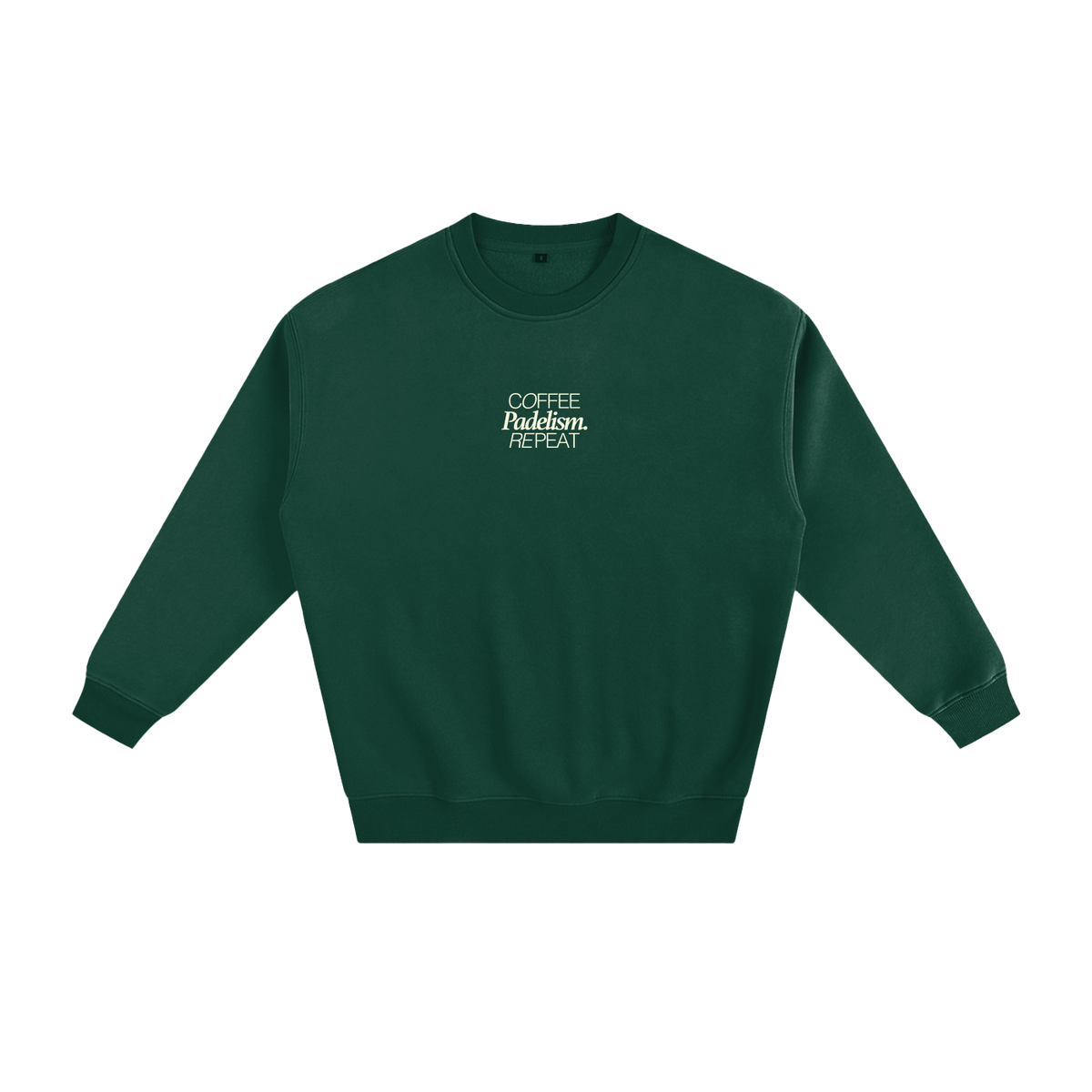 Coffee Padelism Repeat Sweatshirt in Eden Green, flat lay, premium padel sweatshirt by Padelism