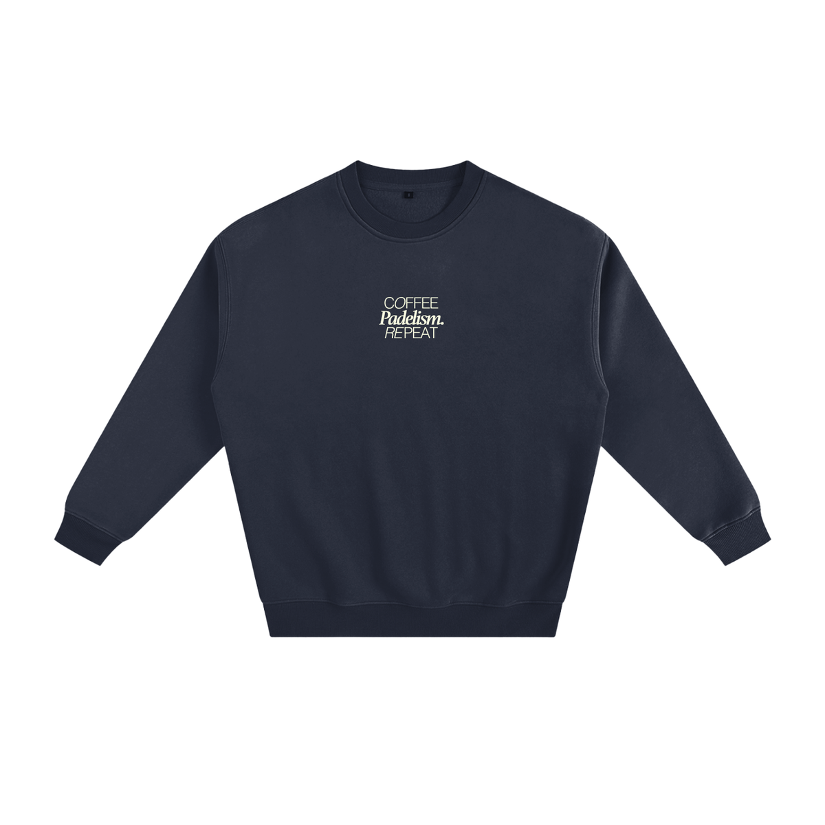 Coffee Padelism Repeat Sweatshirt in Navy Blue, flat lay, premium padel sweatshirt by Padelism