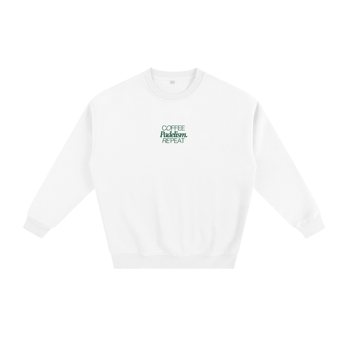 Coffee Padelism Repeat Sweatshirt in White, flat lay, heavyweight cotton-blend padel sweatshirt
