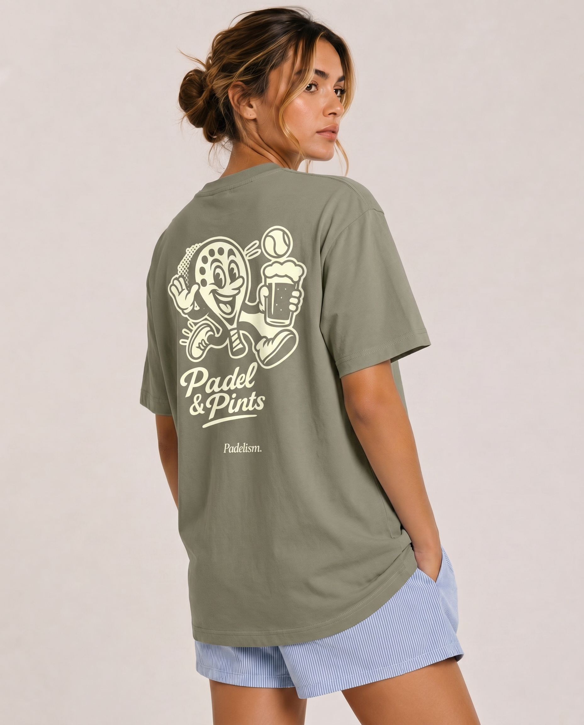 Padel & Pints Gray Green Female Back