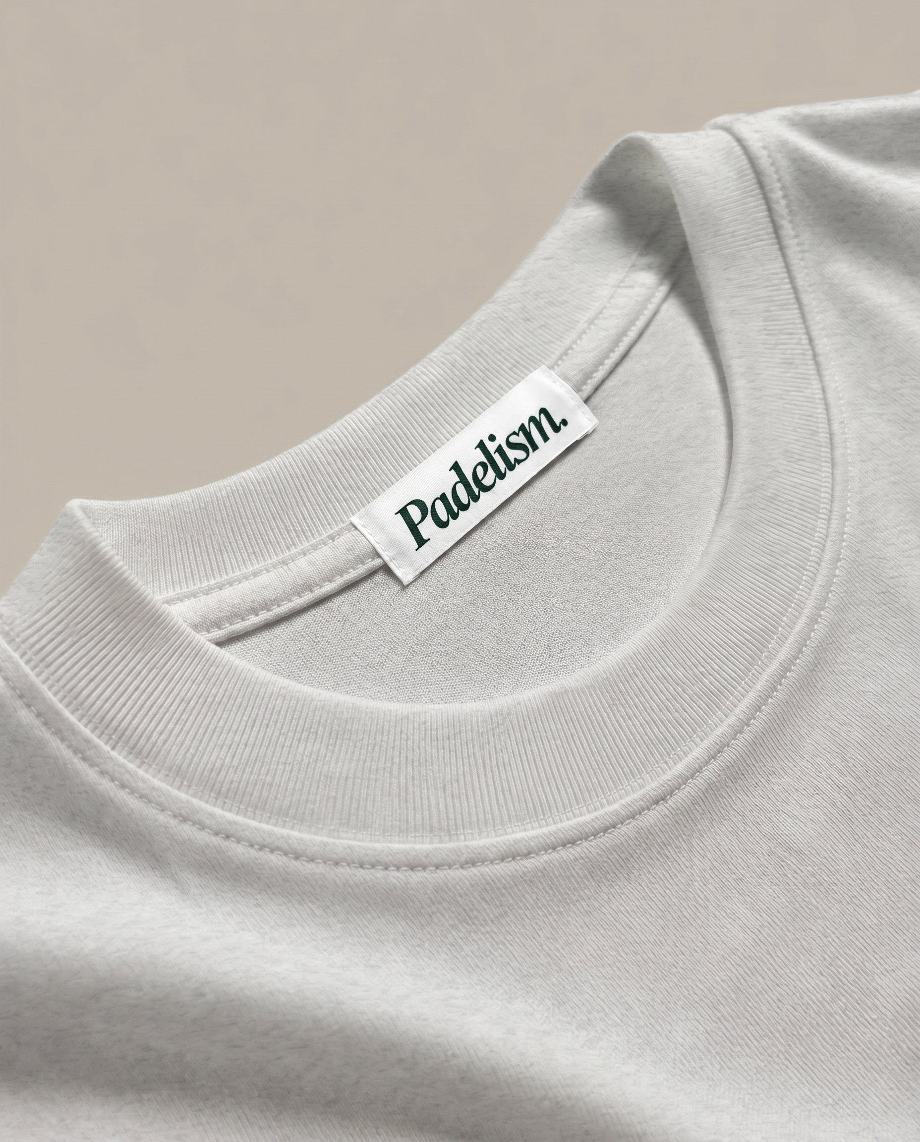 Padel & Pints Oat Gray Detail Neckline Label