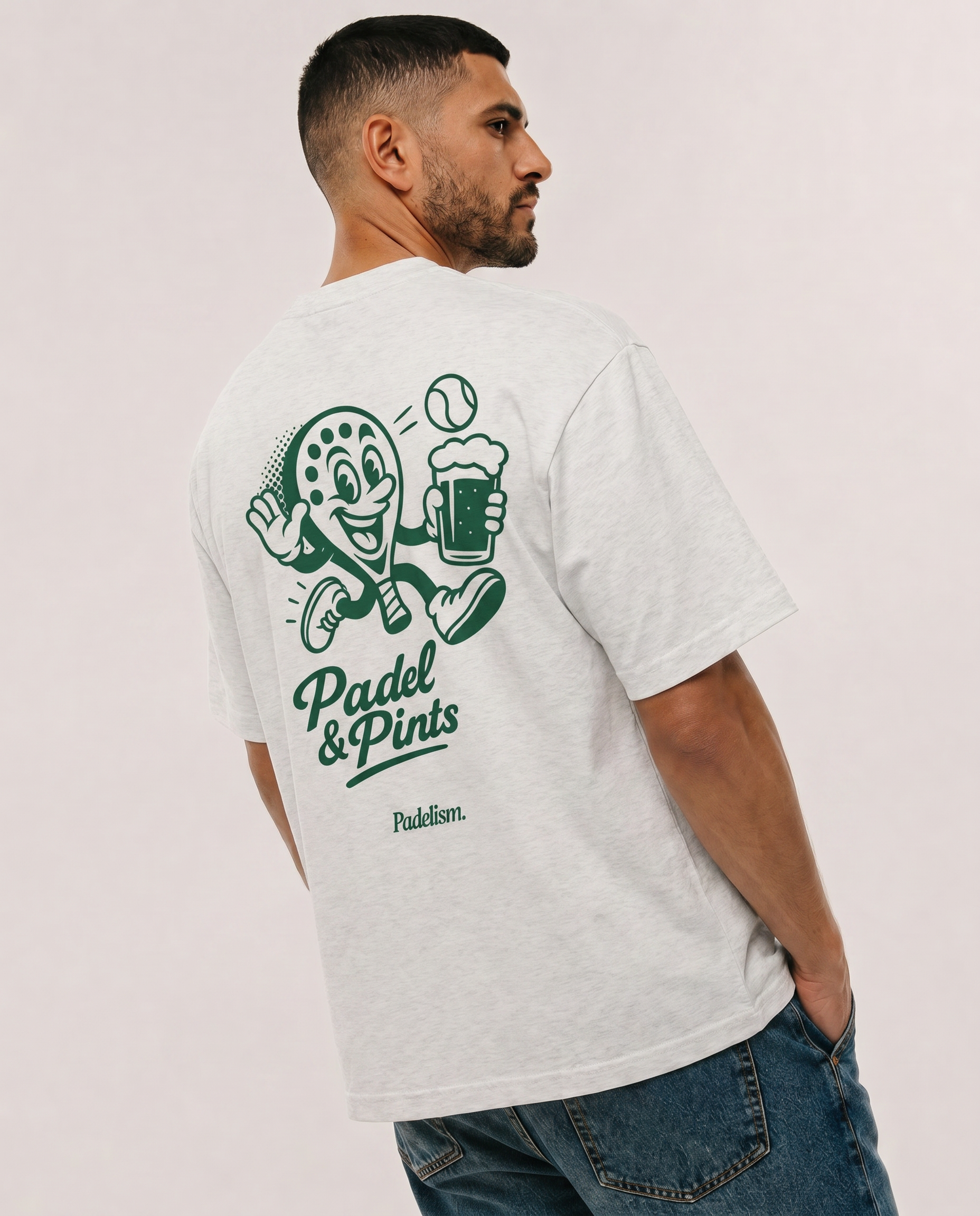 Padel & Pints Oat Gray Male Back