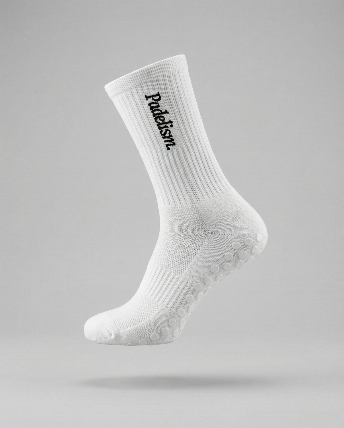 Padelism non-slip padel grip socks, white pair with logo