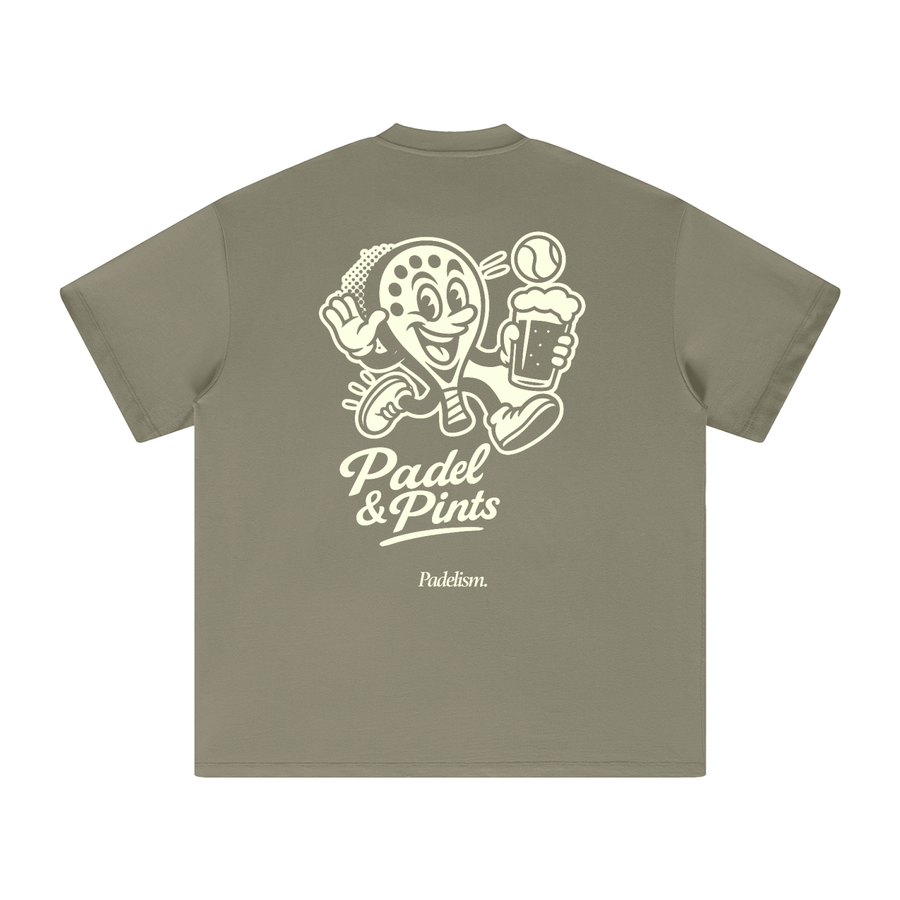 Padel & Pints - Heavyweight T-Shirt — 100% cotton padel t-shirt designed in London