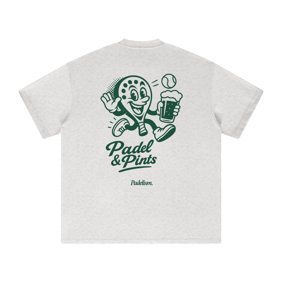 Padel & Pints - Heavyweight T-Shirt — 100% cotton padel t-shirt designed in London