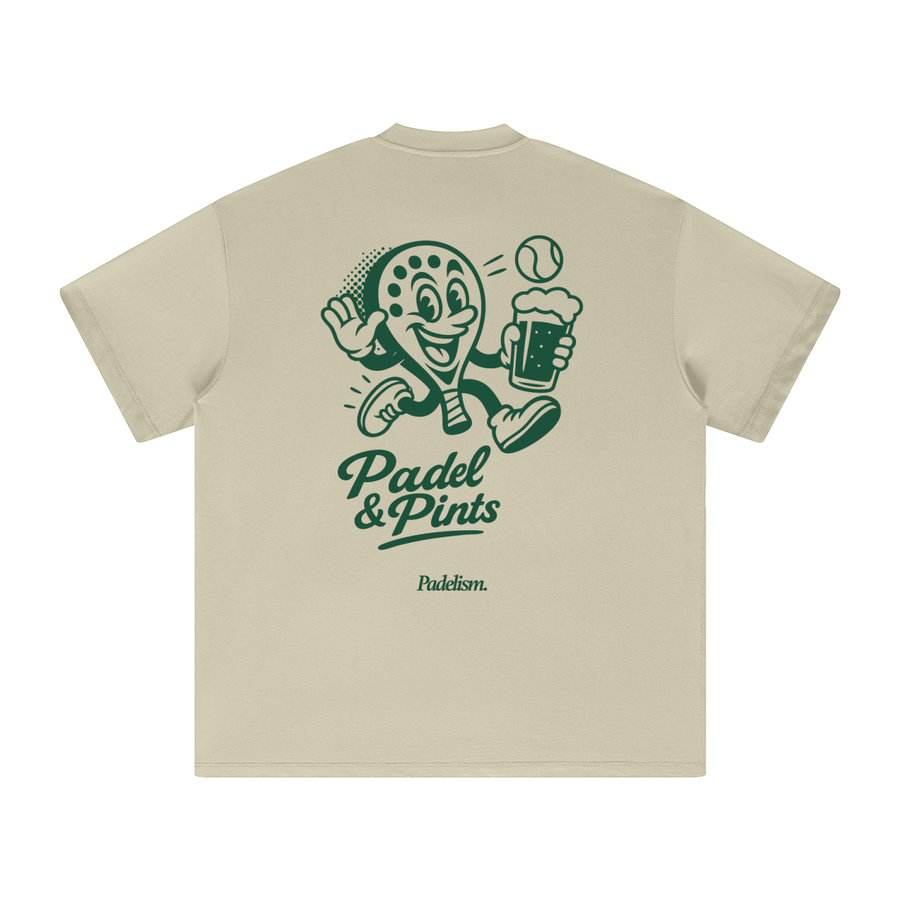 Padel & Pints - Heavyweight T-Shirt — 100% cotton padel t-shirt designed in London