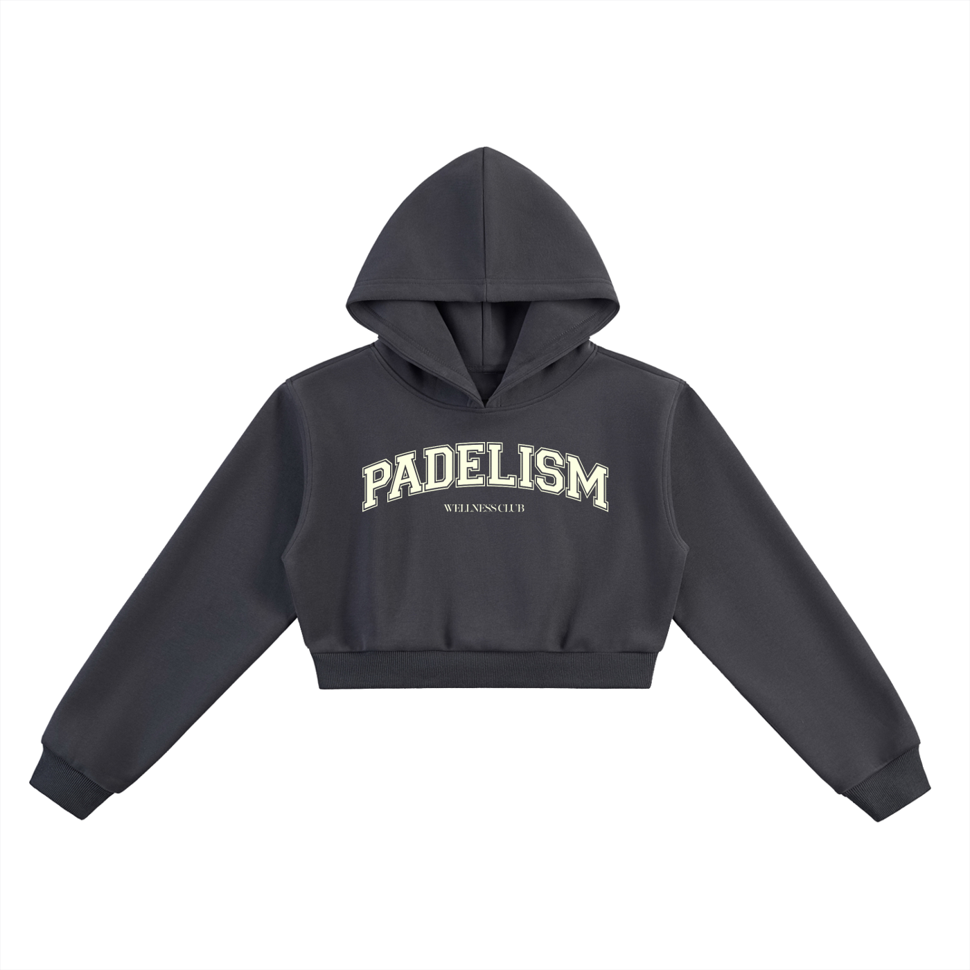 Padelism Wellness Club Cropped Hoodie - Charcoal Gray